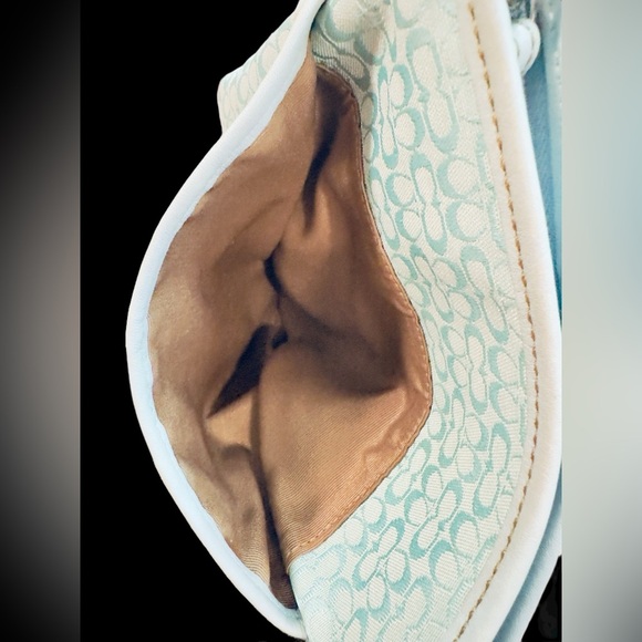 Coach | Aqua Blue Canvas Crossbody Messenger Bag - Picture 8 of 9